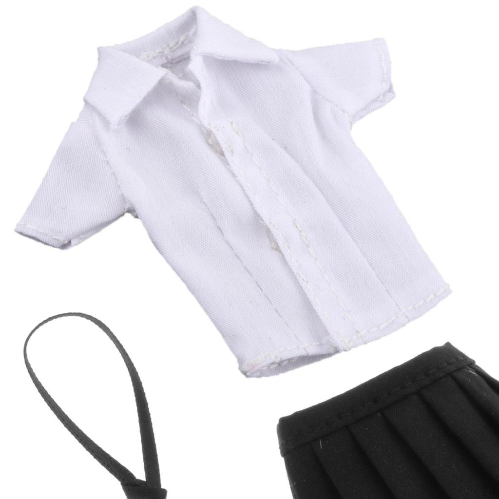 1/12 Weibliche Figur Kleidung ,Kompletter Anzug ,Kurzer Rock ,Hemd Krawatte Accessoires Handgemachtes Outfit Miniatur