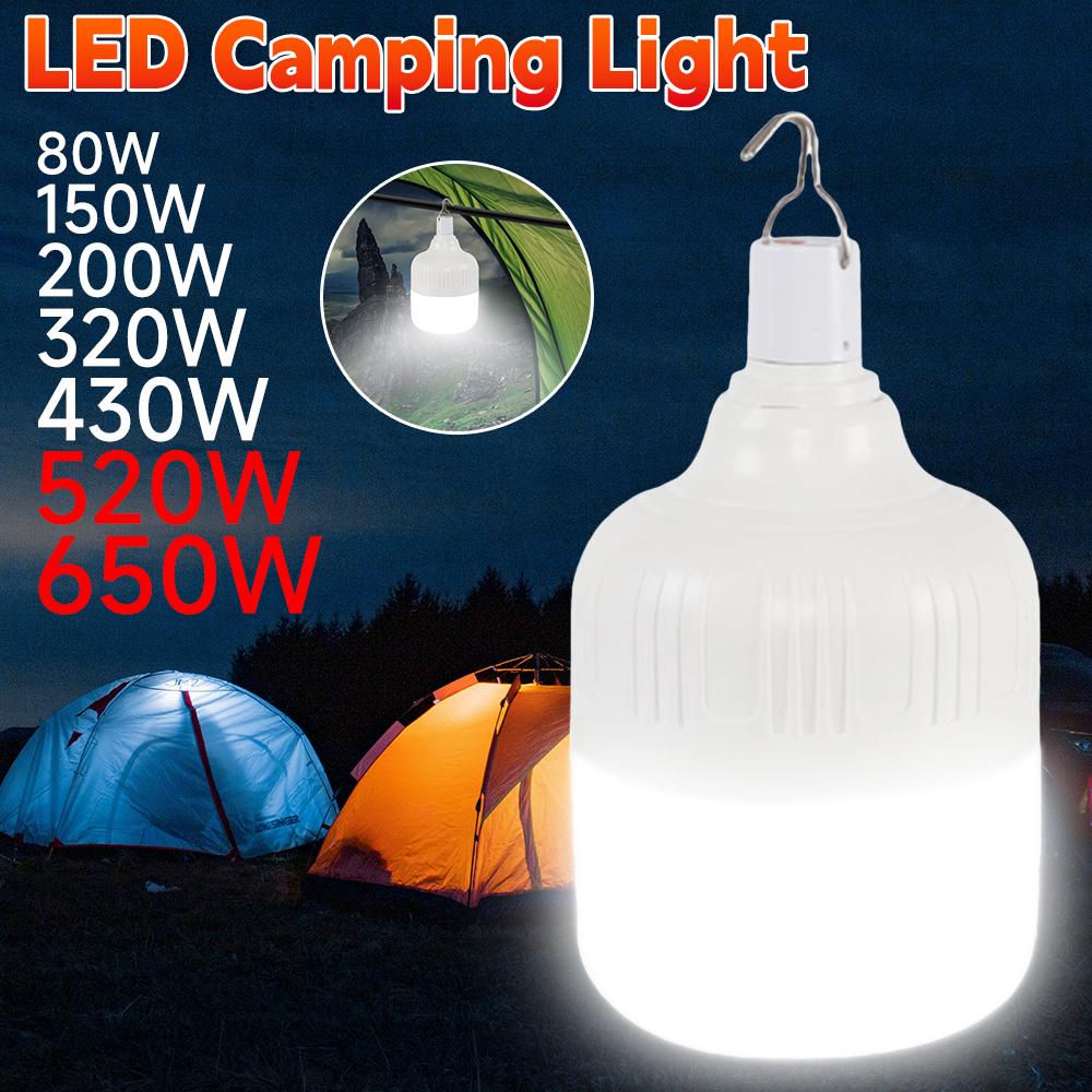 High Power LED Emergency Light USB Rechargeable LED Bulb Hanging Tent Light with Hook Portable Lanterns Outdoor Camping Lamp