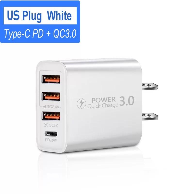 PD 20W USB Type C Charger Quick Charge 3.0 Mobile Phone Charger EU/US Plug for Samsung Xiaomi  Oppo Wall Charging Adaptors