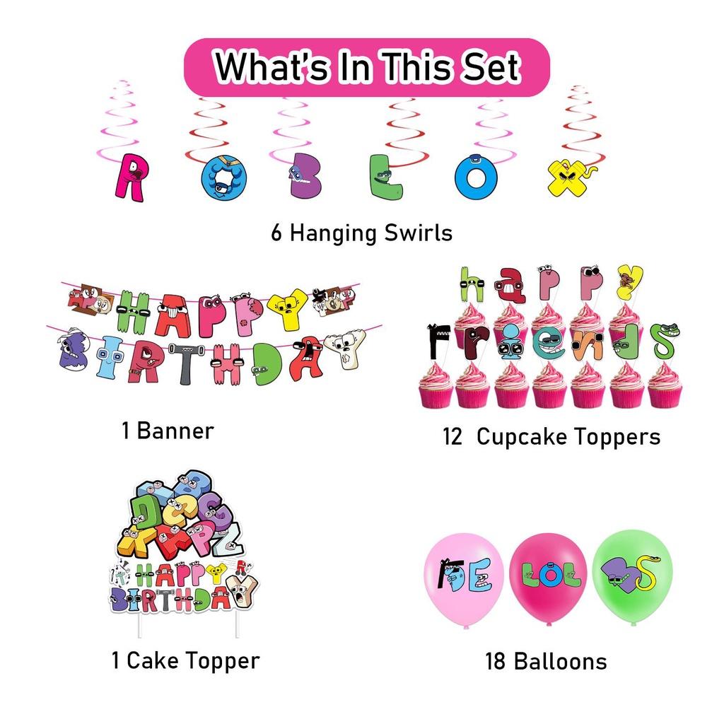 Magical Alphabet Lore Theme Balloon Pull Flag Set Birthday Party Decor Decorations Supplies