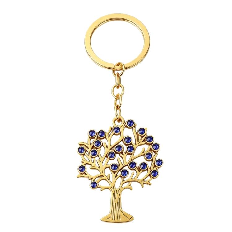 Beautiful Handmade Key Holder Accessory With Symbolic Tree Charm And Eye Catching Rhinestones Highlight