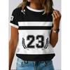 Moda Donna Girocollo Manica Corta Stampa Colore 3D Casual T-shirt Casual a Manica Corta Girocollo