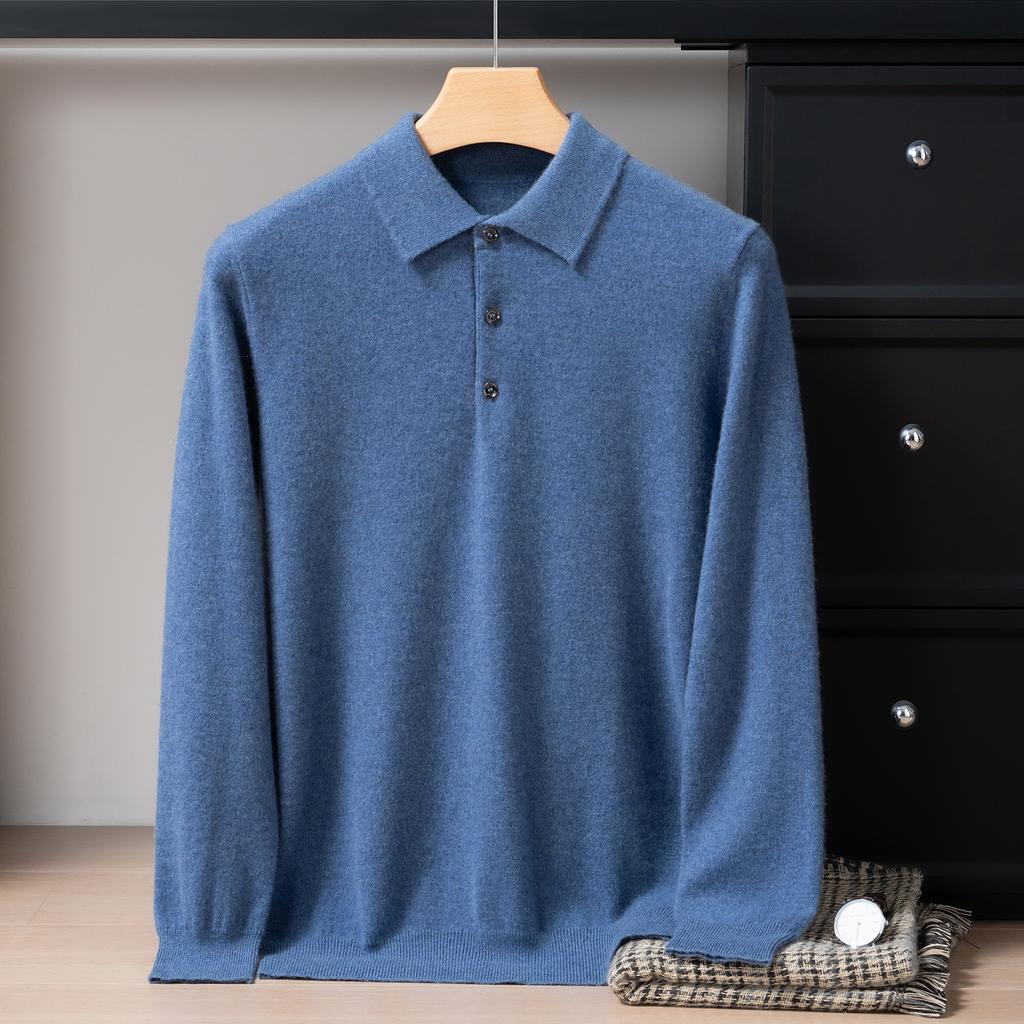 New Albas Small Cashmere POLO Shirt Pure Cashmere Lapel Sweater Knitted Sweater