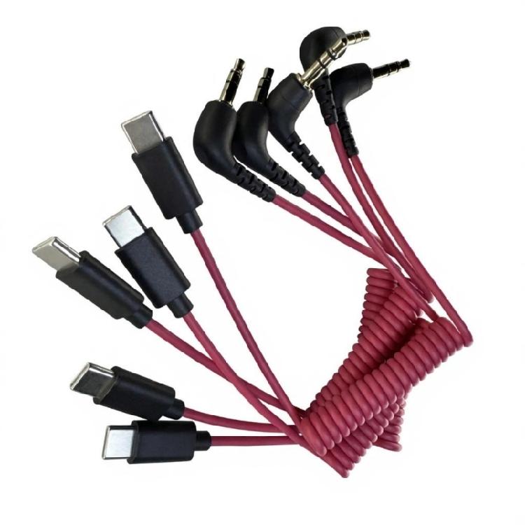 Stretchable 40Cm 3.5Mm To Type C Mics Cable For RODE Wireless GO/GO II Mics With Reinforced Stress Relief Design