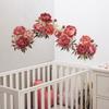 PVC Flower Wall Stickers Removable Red Peony Rose Peel and Stick  Bedroom
