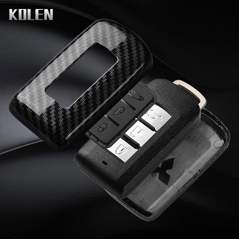 Abs Carbon Fiber Style Car Key Case Cover For Mitsubishi Xpander Outlander Asx Pajero Eclipse Cross Montero Keychain Accessories