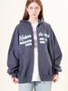 Unisex Two-Tone Blur Embossed Logo Zip-Up Hoodie Navy (Fcf1Zp323M)