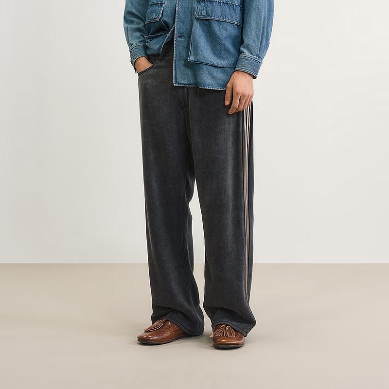 CROQUIS Men's 2025 Spring Patterned Lyocell Loose Straight Leg Pants