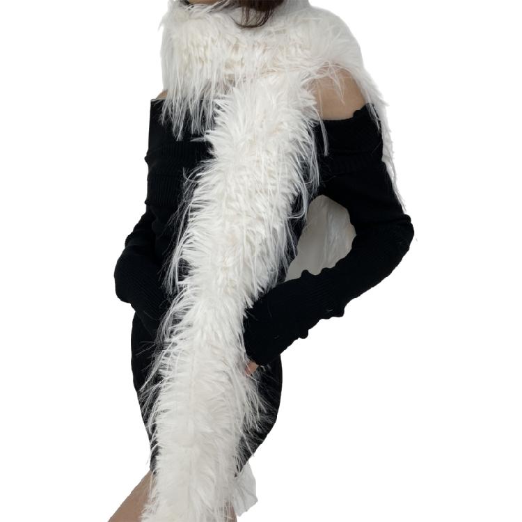 Long Plush Scarf Furry Neck Wrap Adult Girl Decorative Scarf Formal Dress Collar