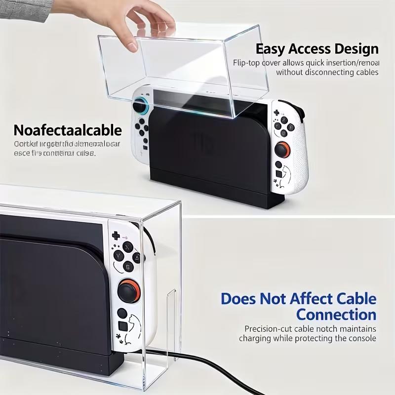 Acryl-Staubschutzhülle für Nintendo Switch/OLED-Spielkonsolen-Dock, Schutzhülle