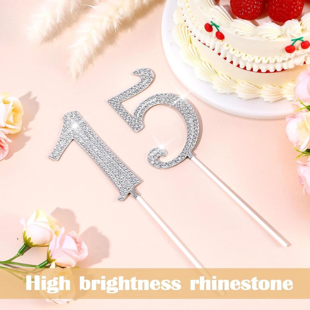 15 Cake Topper, Rhinestone 15th Birthday Cake Topper Happy 15 Crystal Rhinestones Cakes Toppers Crystal Rhinestones Birthdays Cakes Decoration for