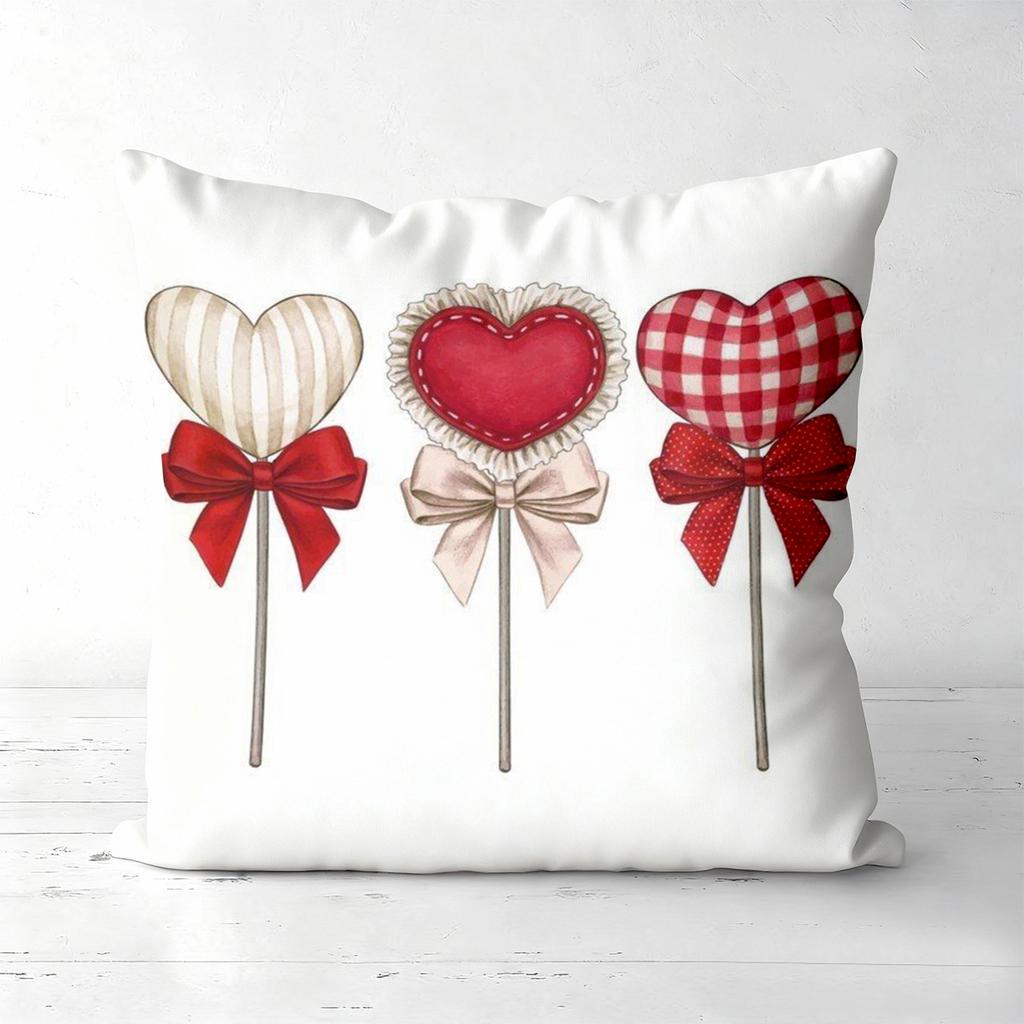 Rustic Valentine Heart Throw Pillow Covers Polyester Sofa Decorative Cushion Cov Headboard Pillow (Without Pillow Core