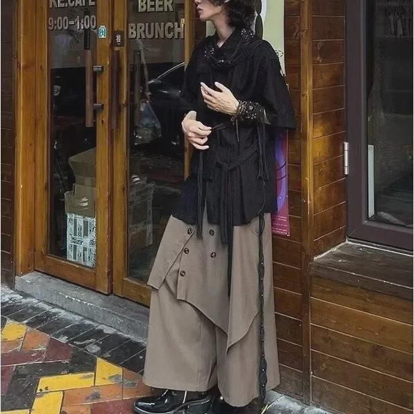 High-Grade Yamamoto-Style Irregular Buttoned Culottes for Men and Women