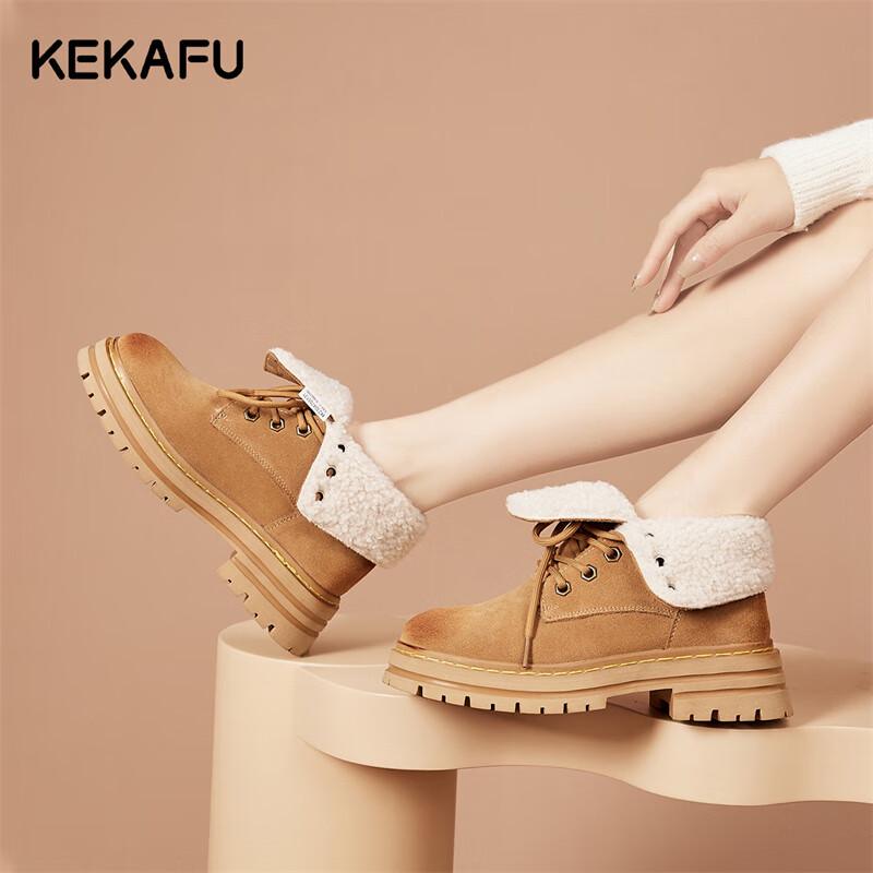 KEKAFU Women s Mid-Top Platform Martin Boots EU 35