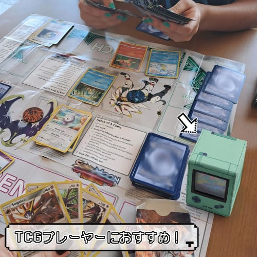 Deck Case, Trading Card Case with Oshi Window, Holds 100 Cards, Game Console Shape, Double/Triple Sleeve Compatible, Vertical Storage, Two Dividers, L