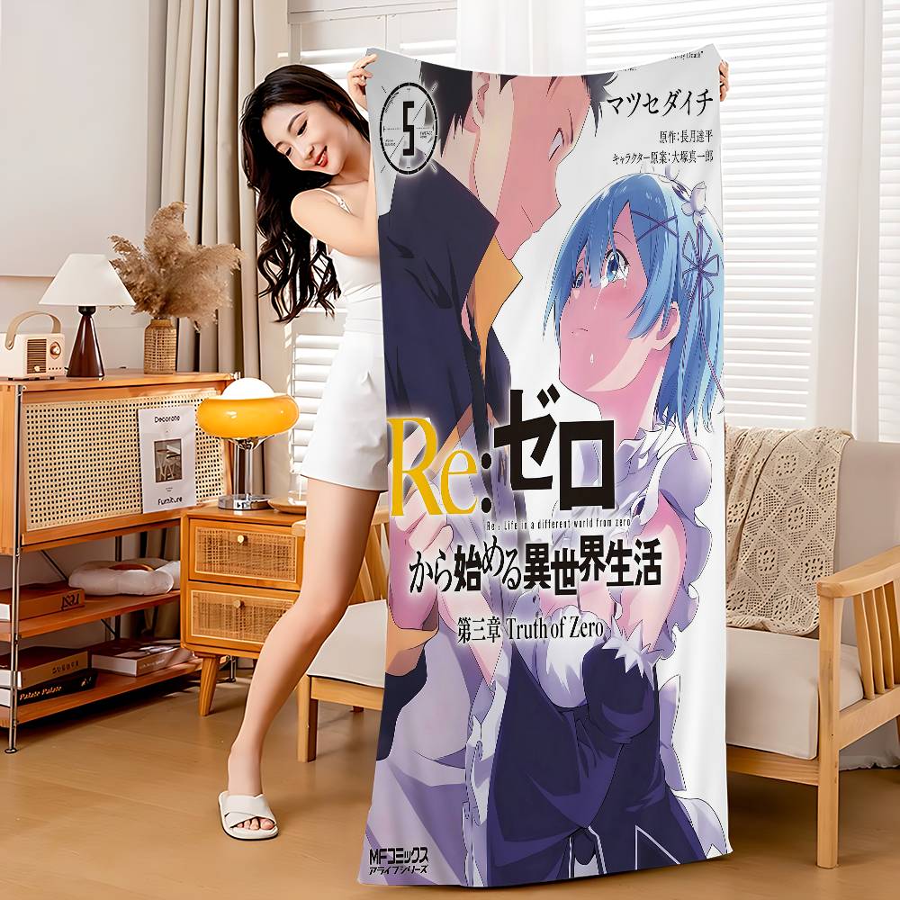 

Popular Re Z-zero Anime Beach Towel Colorful Bath Towels For Girl Microfiber Quick Dry Sand Free Beach Yoga Spa Gym Pool W30*H60(CM)