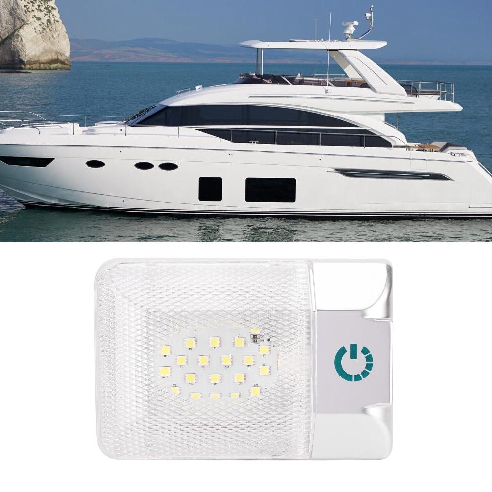 24 LED Boat RV Roof Dome Light With Touch Adjustable Switch White Lamp Ceiling Lighting