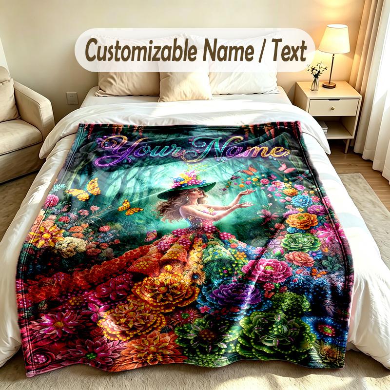 Blumengarten Thema Weiche Decke Personalisierter Benutzerdefinierter Name Text Druck Warme Decke Zuhause Sofa Schlafzimmer Dekor