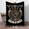 1pc Flanged Blanket, Viking Logo Printing Blanket, suitable for sofas, beds, offices, travel, camping chairs, warm plush blanket