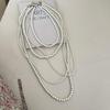 French Retro Style Pearl & Glass Bead Pendant Necklace for Women