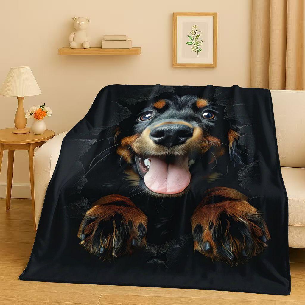 2026 New Breaking Wall 3D Illusion Dog Puppy Flannel Blanket,Ultra Soft Warm Plush Throw for Home Bedroom Bed Sofa Cover Gift