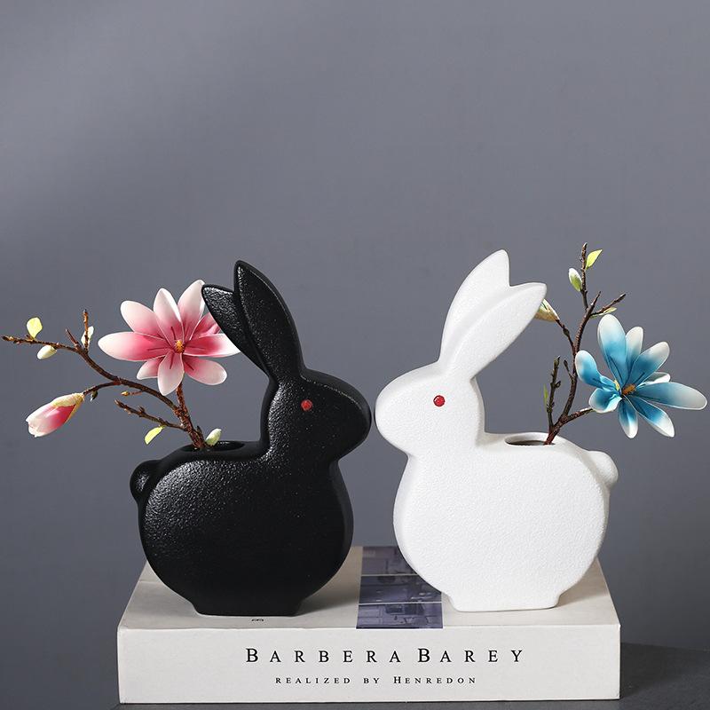 Ceramic Vase Simple Home Decoration Hydroponic Flowers Dried Flower Arranger Creative Animal Vase Rabbit