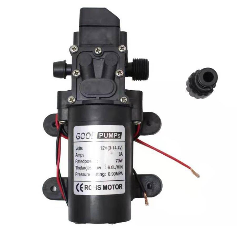 

Diaphragm Water Pump DC12V 6L / min 130PSI 70W with Pressure Protection Switch, Black