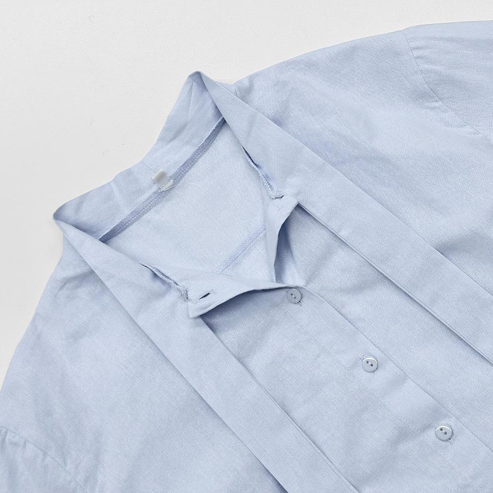 Elegant Women's Lace-Up Woven Shirt - Spring/Autumn French Casual Style
