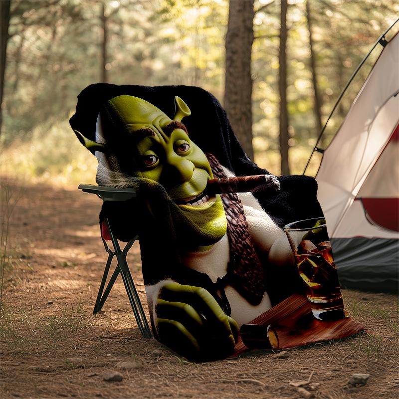 1pc Shrek2 Theme Blanket - Digital Print, Polyester, Cozy for All Seasons, Perfect for Outdoor, Camping, and Travel