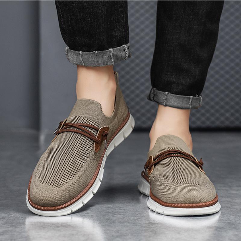 Fashion Men's Knit Elastic Cloth Shoes Mesh Sneakers Slip On Lightweight Walking Shoes  Fashion Solid Tenis Male Footwear Plus Size 48