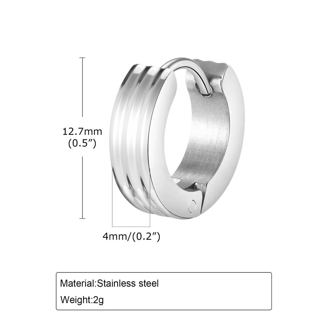 Small Huggie Hoop Earrings for Men Boys,Waterproof Stainless Steel Earring 4mm Width,Simple Punk Jewelry Gift