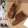Women’s Classic Oxfords Boots Flats Black Leather Student Booties for Girl Motorcycle Ankle Boots Winter Boots