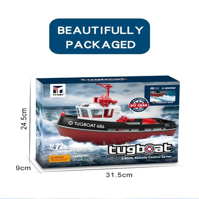 New RC Boat 2.4G Powerful Dual Motor Long Distance Wireless Power Remote Control Tugboat Model Suitable for Boys Gift Children's Toys