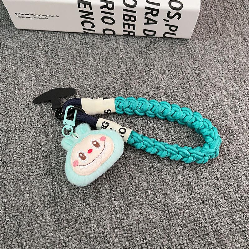 Růžová látková hlava šňůrka na mobil pro muže a ženy kreslená DIY klíčenka přívěsek na klíče batoh proti pádu