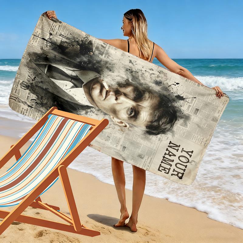 Name Custom Thomas Shelby Print Beach Towel, Large Soft Quick Dry Towel for Beach Camping Swimming