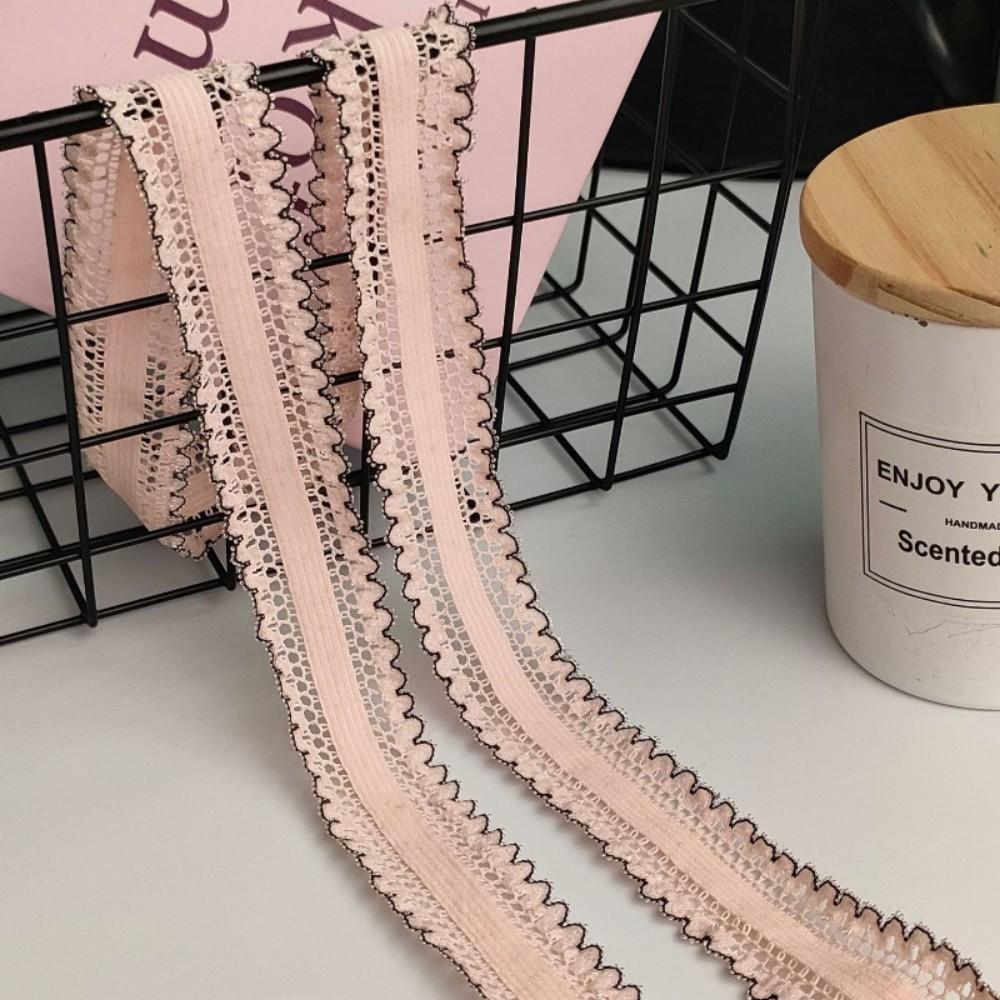 

5 Yards Stretch Lace Trim - 2.8cm Woven Ribbon for DIY Hair Bows, Headbands, Craft Decor 5yard розовый