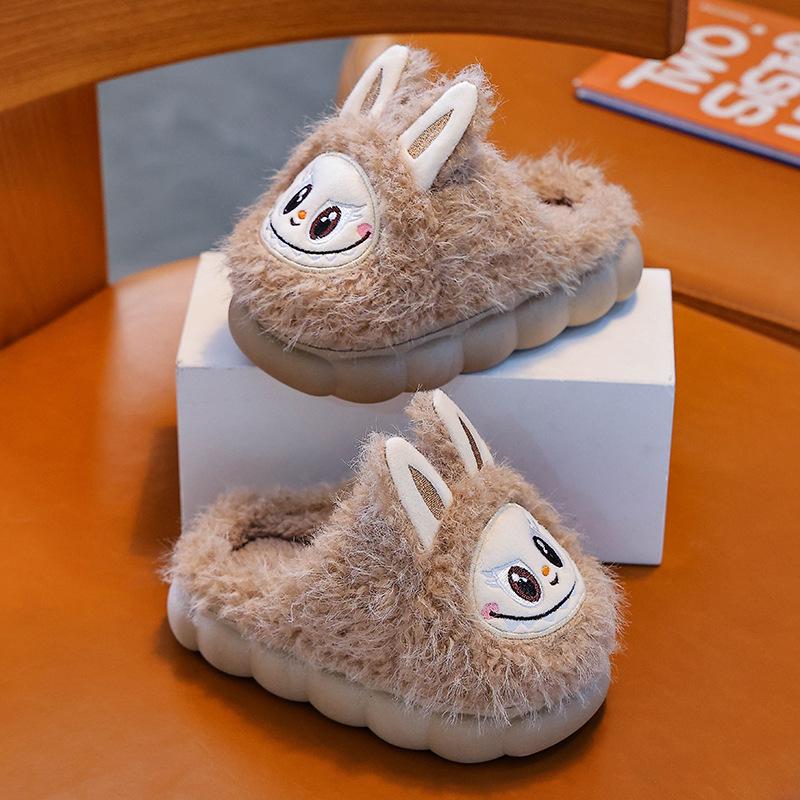 Boys' and Girls' Cozy Winter Slippers - Thick-Sole, Non-Slip, Plush Velvet, Indoor Warmth