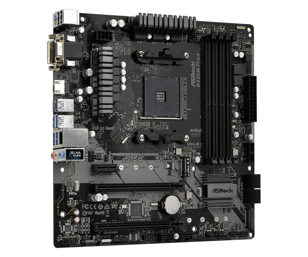 ASRock B450 M Pro4 AMD Ryzen AM4 B450 Micro-ATX-Motherboard Japanischer Händler Motherboard, Kompatibel, Chipsatz, [Offizielles Produkt]
