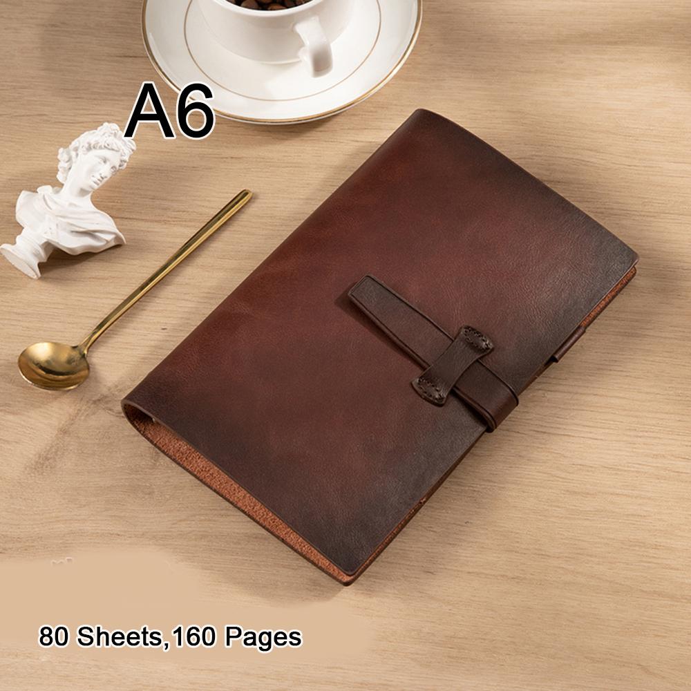 

(Логотип можно выгравировать) Студенческий кожаный блокнот А5/А6 с перекидными листами, блокнот, протоколы деловых встреч, ежедневник, предметный блокнот A6 темно-коричневого