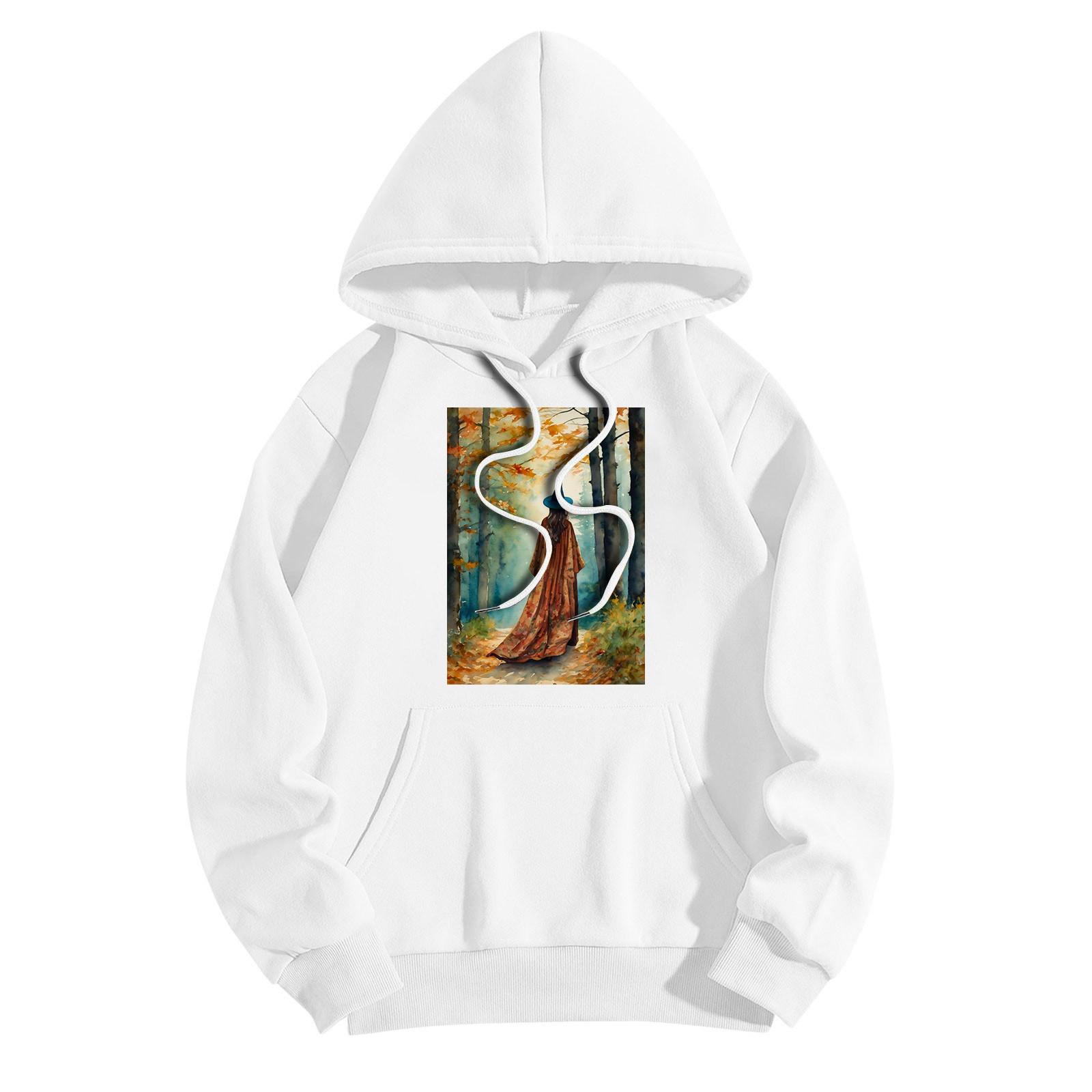 Женская модная повседневная толстовка с капюшоном и принтом ведьмы на Хэллоуин — фото 7