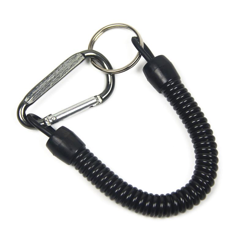 Spring Coil Retractable Keychain Anti-Lost Stretchy Wrist Strap Safety Lanyard with Durable Carabiner for Outdoor Trips Work Daily Use