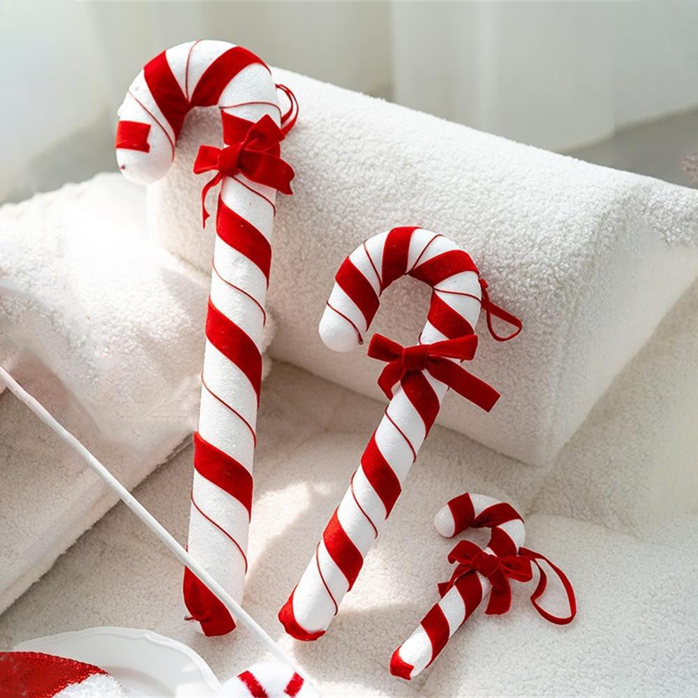 2025 Weihnachten Riesige Samt-Zuckerstangen Weihnachtsbaumschmuck Hängender Lutscher 2025 Haus Neujahrsdekorationen Luxus-Requisiten