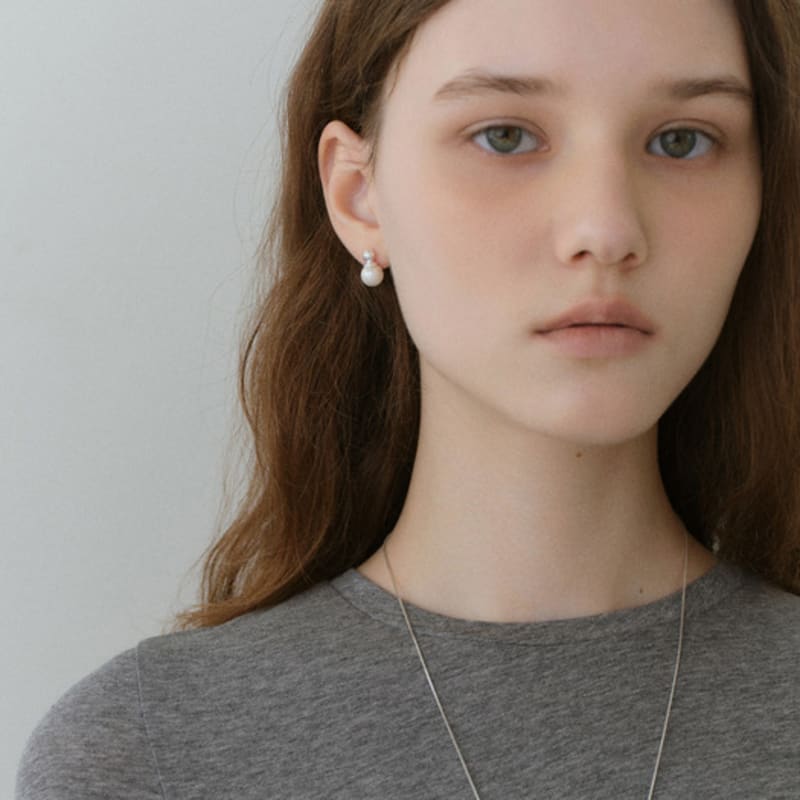 NORMALLEE [Silver 925] Rice Pearl Earrings