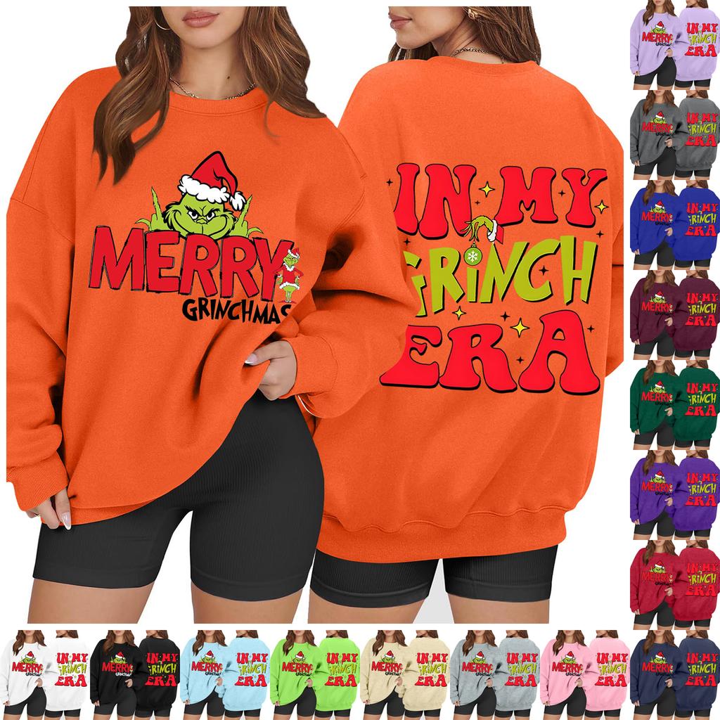 Women's Casual Fashion Long Sleeve Christmas Printed Round Neck Sweatshirt Top