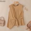 ZANZEA Women Casual Round Neck Solid Color Sleeveless Tank Tops