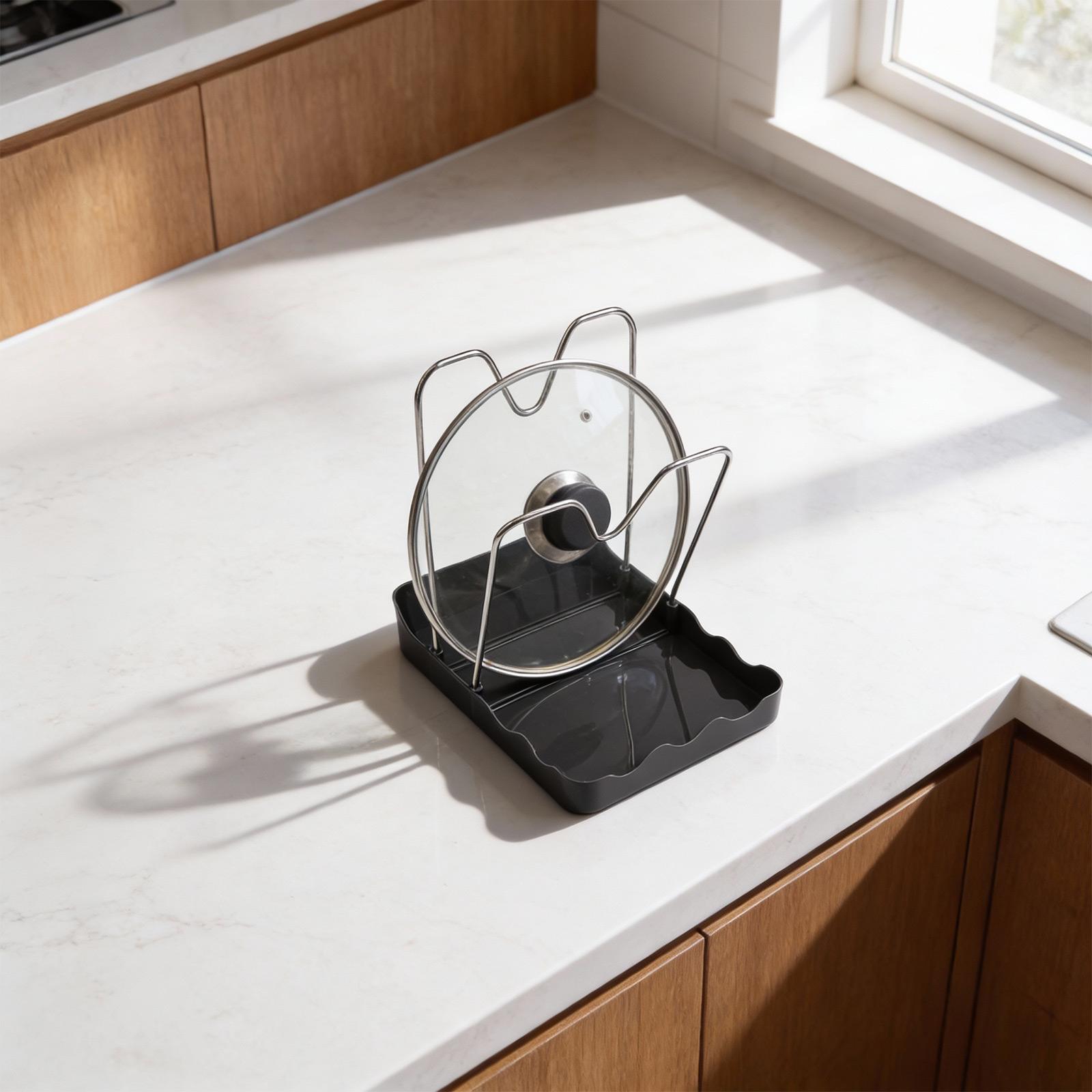 Kitchen Organizer Pot Lid Holder Spoon Rest Daily Use Easy Cleanup A