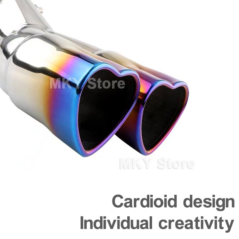 Universal Heart Shaped Car Exhaust Tail Pipe Muffler 2.5 Inch Heart Edge Car Stainless Steel Outlet Muffler Tip Pipe