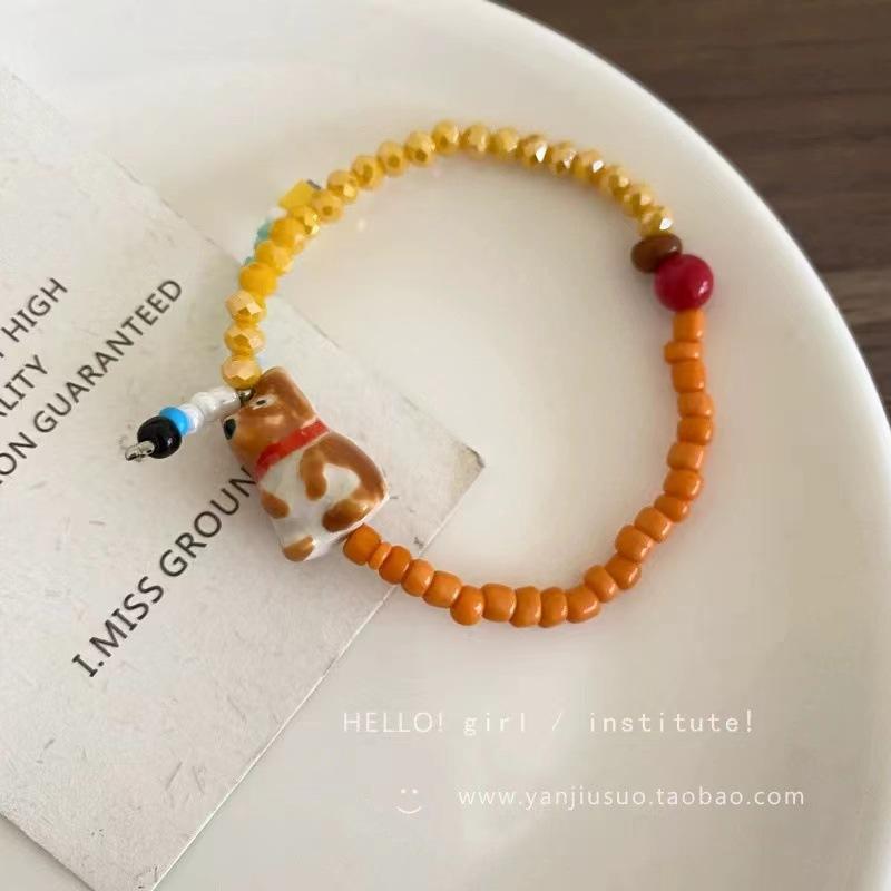 Summer Cute Cartoon Robot Colored Beaded Bracelet