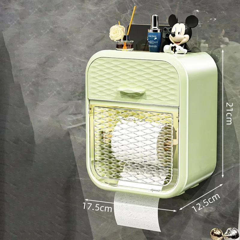 Toilet Paper Holder Wall Mounted Non Perforated Waterproof Tissue Box Storage Rack Paper Drawer Bathroom Accessories