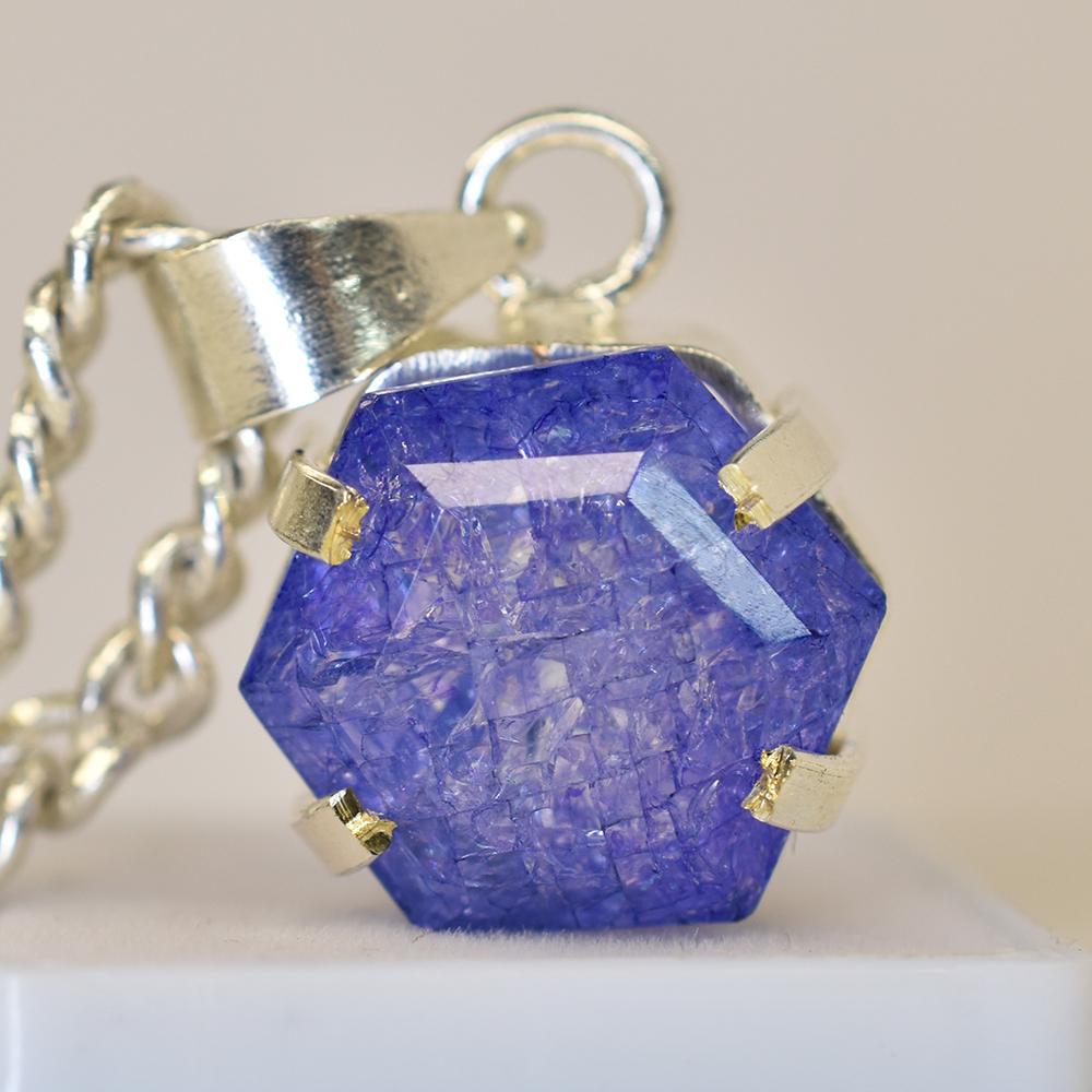 Sterling Silver CERTIFIED Natural Purple Fancy 30.45 Ct Tanzanite Gems Pendant MY.PD-176-NS